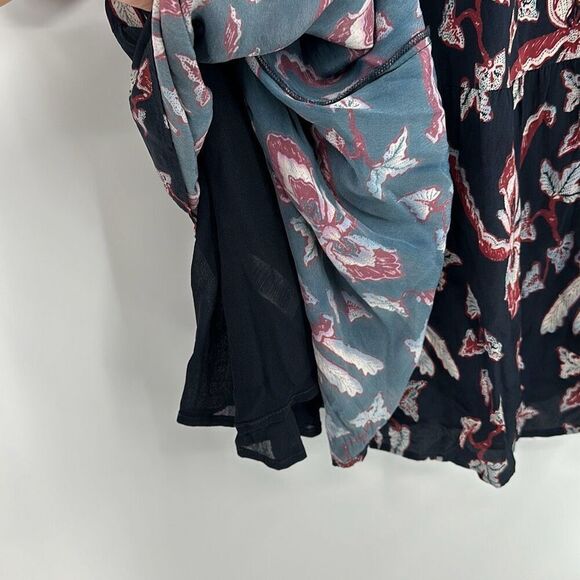 Ba&Sh Boho Blue Calix 3/4 Sleeve Pleated Tunic Mini Dress Small - Picture 5 of 15